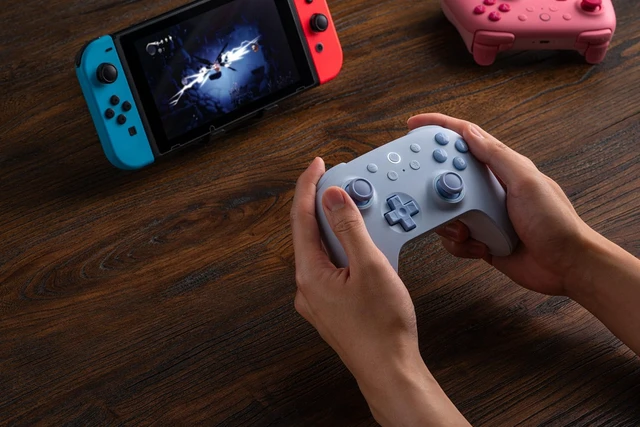 Alt view image 5 of 7 - 8BitDo Ultimate 2C Bluetooth Controller for Switch/Switch 2, Blue
Hall Effect Joysticks, 6-Axis Motion Control, Rumble Vibration, Refined D-Pad and Bumpers, Extra R4/L4 Bumpers pink