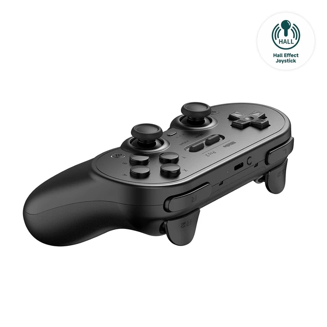 Alt view image 6 of 7 - 8Bitdo Pro 2 Bluetooth Controller for Switch, Hall Effect Joystick Update, Wireless Gaming Controller for Switch, PC, Android, and Steam Deck & Apple (Black Edition) Grey