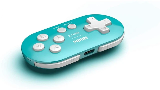 Alt view image 6 of 6 - 8Bitdo Zero 2 Bluetooth Gamepad Keychain Sized Mini Controller for Switch/Switch 2, Windows, Android (Turquoise Edition) yellow
