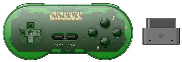 Main image of 8Bitdo Sn30 2.4G Wireless Gamepad for Original SNES/Sfc (Transparent Edition) Transparent Green