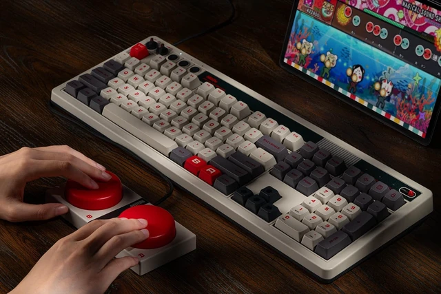Alt view image 2 of 7 - 8Bitdo Retro 108 Mechanical Wireless Keyboard for PC & Android, N Edition
108 Keys, Integrated Numpad, Bluetooth/2.4G/USB-C, Hot Swappable, Gaming Keyboard