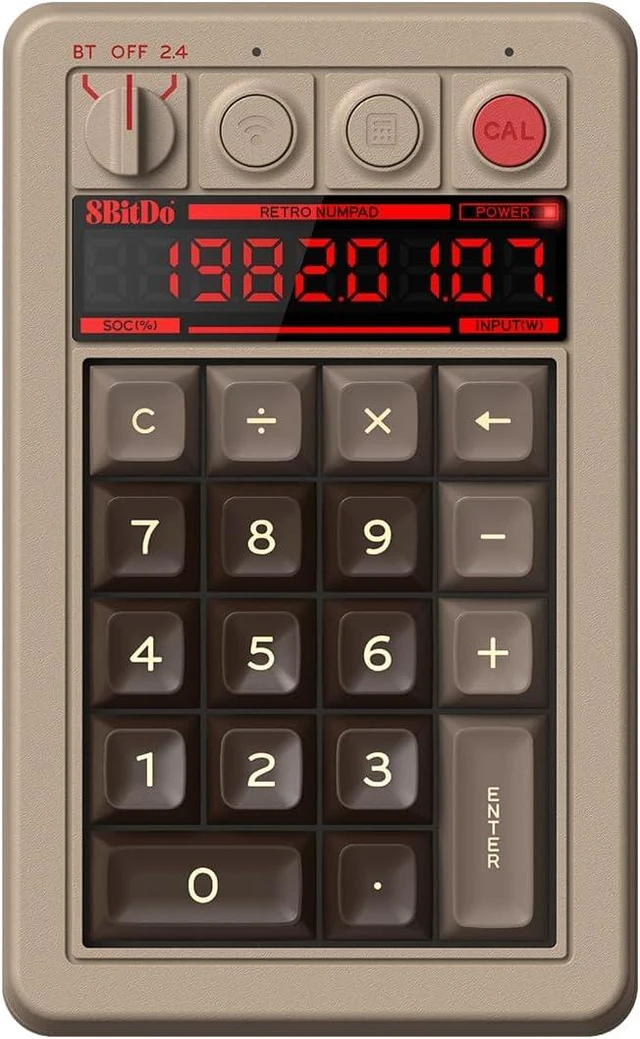 Main image of 8Bitdo Retro 18 Mechanical Numpad for Windows & Android, C64 Edition
Bluetooth, 2.4G and Wired, Calculator Mode, Retro LED Display, Kailh Box White Switches V2