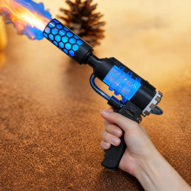 Alt view image 2 of 4 - Sci-Fi Ion Blaster Toy Model with Dynamic Light & Flame Effect - Physics Science Educational Prop 9.8" Pulse Compression Desktop Ornament Black Tech Toy
