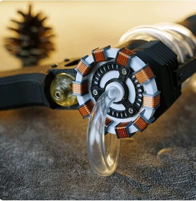 Alt view image 3 of 4 - Sci-Fi Ion Blaster Toy Model with Dynamic Light & Flame Effect - Physics Science Educational Prop 9.8" Pulse Compression Desktop Ornament Black Tech Toy