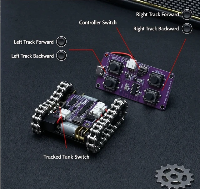 Alt view image 5 of 5 - Mini Metal Tracked Robot Tank, Open Source Programmable Remote Control DIY Robot Kit for STEM Education, Science Competition Model
