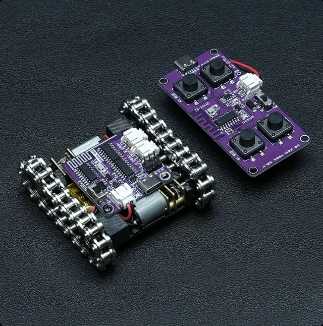 Alt view image 4 of 5 - Mini Metal Tracked Robot Tank, Open Source Programmable Remote Control DIY Robot Kit for STEM Education, Science Competition Model