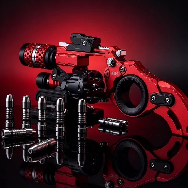 Alt view image 3 of 5 - Red Black Composite EDC Fidget Toy, Metal Push Slider & Spinner Stress Relief Gadget, Tactical Style Desk Toy for Adults