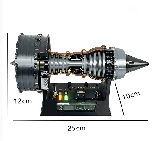 Alt view image 7 of 7 - Working Turbofan Jet Engine Desktop Model, Functional Brushless Motor with Forward & Reverse Thrust, USB-C Rechargeable Aircraft Engine Display Ornament for Aviation Enthusiasts