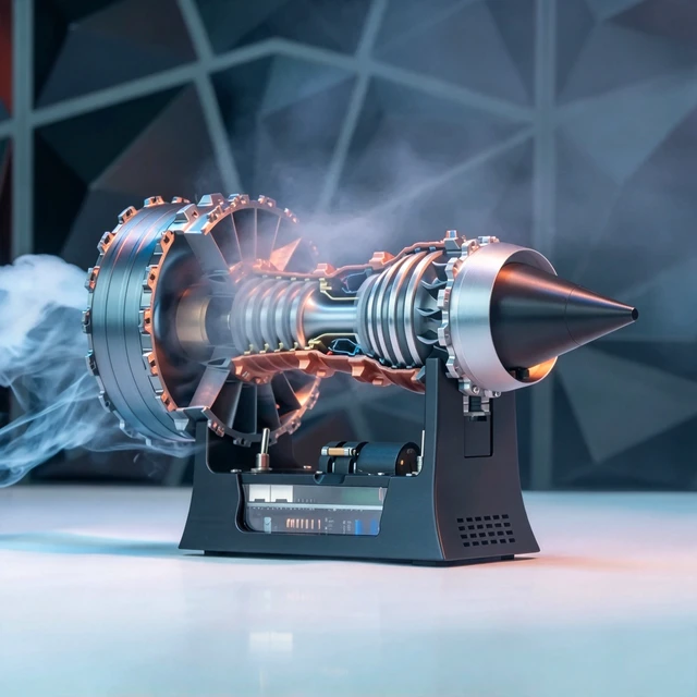 Alt view image 5 of 7 - Working Turbofan Jet Engine Desktop Model, Functional Brushless Motor with Forward & Reverse Thrust, USB-C Rechargeable Aircraft Engine Display Ornament for Aviation Enthusiasts