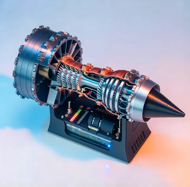 Alt view image 4 of 7 - Working Turbofan Jet Engine Desktop Model, Functional Brushless Motor with Forward & Reverse Thrust, USB-C Rechargeable Aircraft Engine Display Ornament for Aviation Enthusiasts