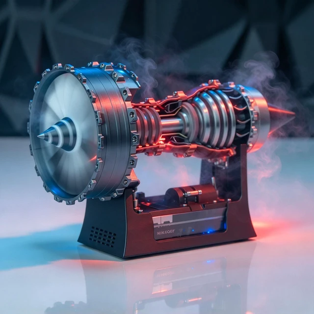 Main image of Working Turbofan Jet Engine Desktop Model, Functional Brushless Motor with Forward & Reverse Thrust, USB-C Rechargeable Aircraft Engine Display Ornament for Aviation Enthusiasts