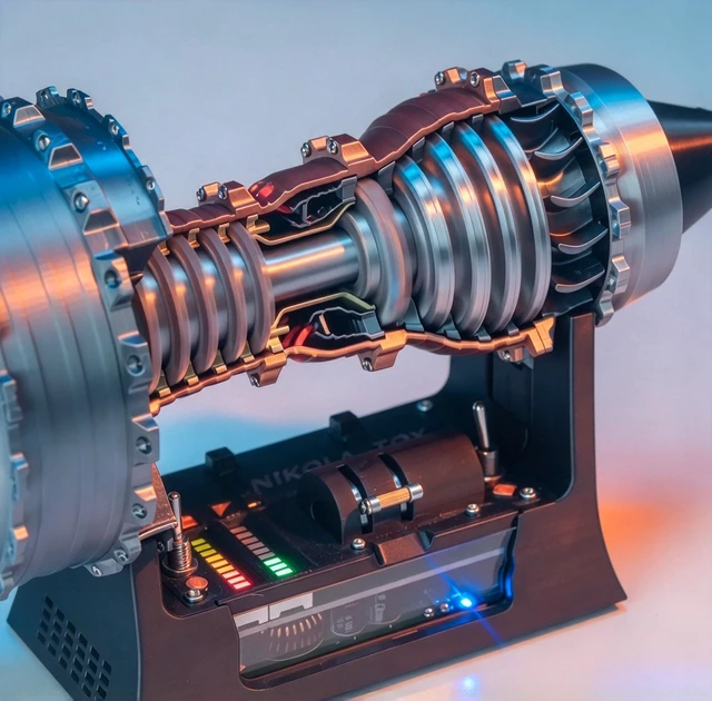 Alt view image 2 of 7 - Working Turbofan Jet Engine Desktop Model, Functional Brushless Motor with Forward & Reverse Thrust, USB-C Rechargeable Aircraft Engine Display Ornament for Aviation Enthusiasts
