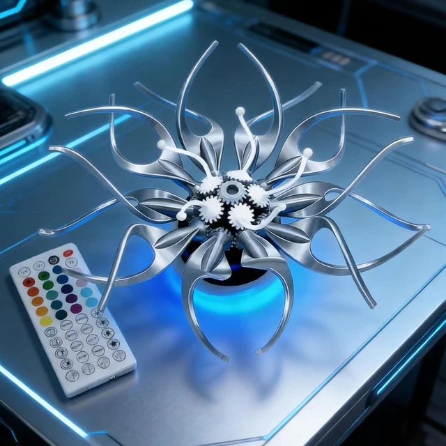 Main image of Led Spiral Table Lamp, Preservative Mechanical Flowers for Desktop, Mechanical Flower Decor, Spinning Tech Decor, W/Multi Color RGB Led Lights, for Gifts, Desktop Ornaments.