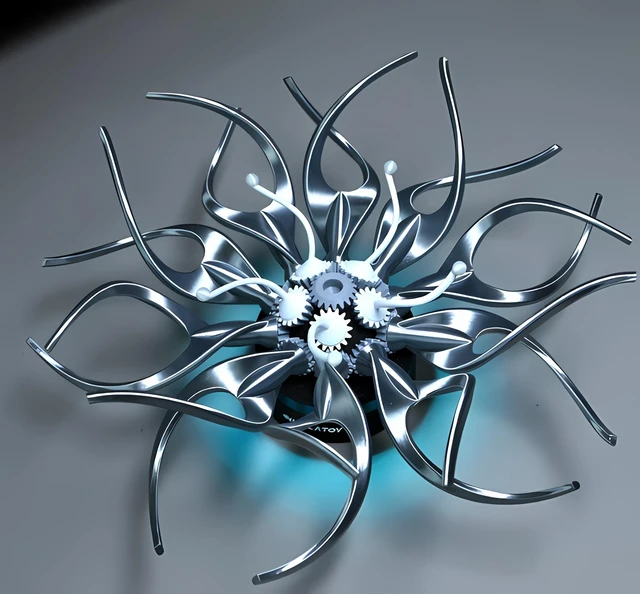 Alt view image 2 of 2 - Led Spiral Table Lamp, Preservative Mechanical Flowers for Desktop, Mechanical Flower Decor, Spinning Tech Decor, W/Multi Color RGB Led Lights, for Gifts, Desktop Ornaments.