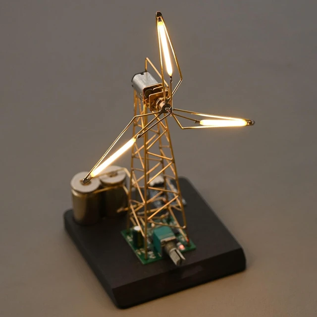 Alt view image 5 of 5 - Rotating Windmill Model Desk Lamp,Creative LED Night Light,Steampunk Tech Decor for Desk,Office,Bedroom,Unique Gift for Men,Boyfriend,Tech Enthusiasts