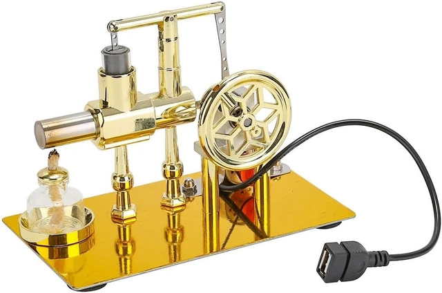 Alt view image 5 of 6 - Stirling Engine Kit, 2025 Balance Single-Cylinder Hot Air Stirling Engine Model with USB Light, Desktop Display Physics Science Experiment for Youth Adult