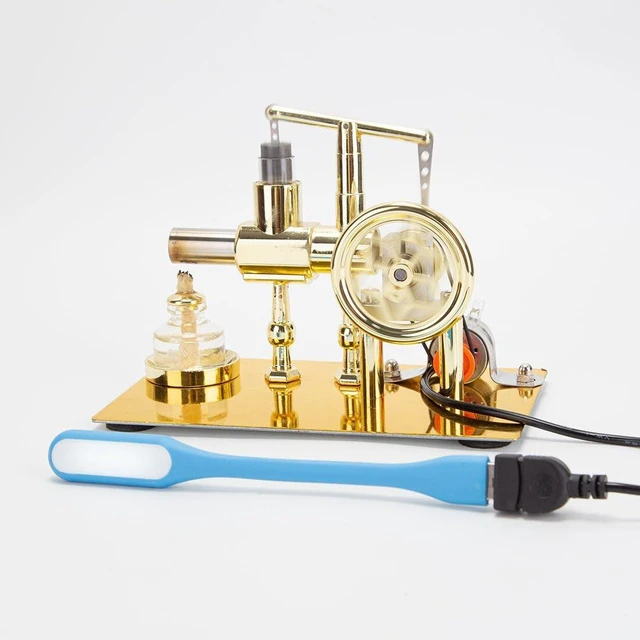 Alt view image 6 of 6 - Stirling Engine Kit, 2025 Balance Single-Cylinder Hot Air Stirling Engine Model with USB Light, Desktop Display Physics Science Experiment for Youth Adult