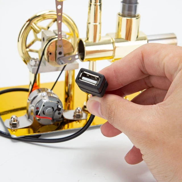 Alt view image 4 of 6 - Stirling Engine Kit, 2025 Balance Single-Cylinder Hot Air Stirling Engine Model with USB Light, Desktop Display Physics Science Experiment for Youth Adult