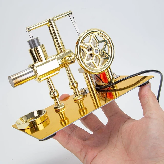 Alt view image 3 of 6 - Stirling Engine Kit, 2025 Balance Single-Cylinder Hot Air Stirling Engine Model with USB Light, Desktop Display Physics Science Experiment for Youth Adult