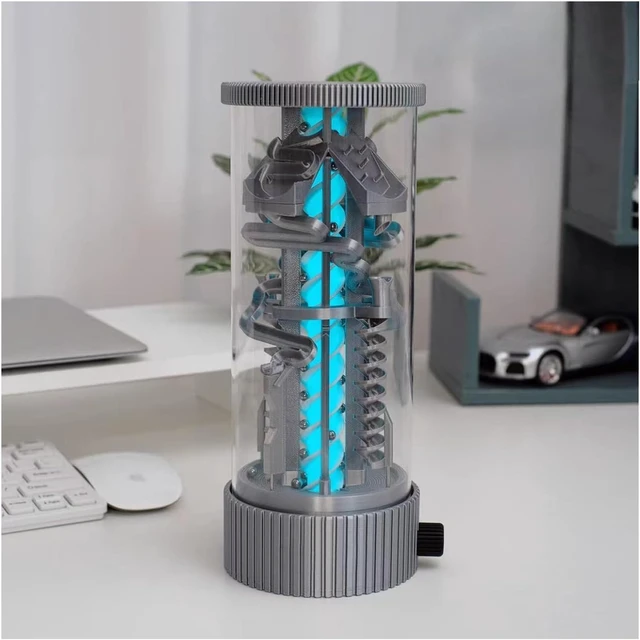 Alt view image 7 of 7 - 360° Rotating Pinball Track, Rotating Steel Ball RGB Night Light, with Auto Lift & Transparent Cylinder, Remote Control, Rotary Switch, for Stem Education Gift, Science Labs