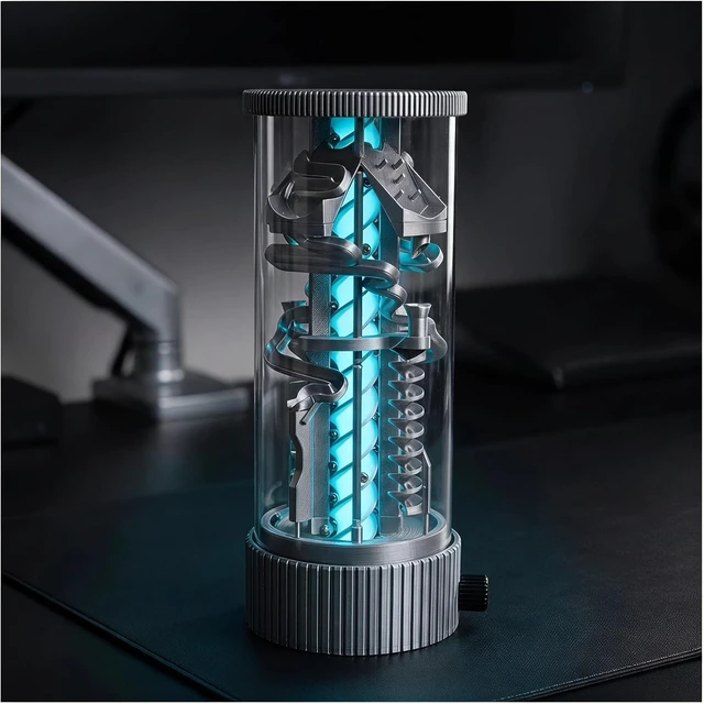 Main image of 360° Rotating Pinball Track, Rotating Steel Ball RGB Night Light, with Auto Lift & Transparent Cylinder, Remote Control, Rotary Switch, for Stem Education Gift, Science Labs
