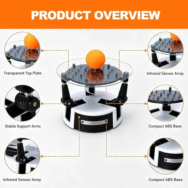 Alt view image 7 of 7 - Auto Keep Ball Balancing Machine, Automatic Ball Balancing Robot With Sensor Feedback, Programming Compatible, Matrix Display, Interactive Control, For Dynamic Balance & Desktop Science Display
