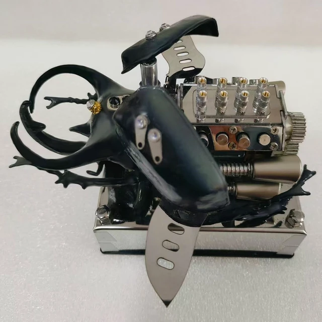 Alt view image 5 of 6 - 3D Metal Model Kits, Mechanical Beetle V8 Engine Model, Full-Metal Dynamic Mini V8 Simulation Insect Engine, Bio-Mechanical & Cyberpunk Desktop Decor, Industrial Art Gift for Adults