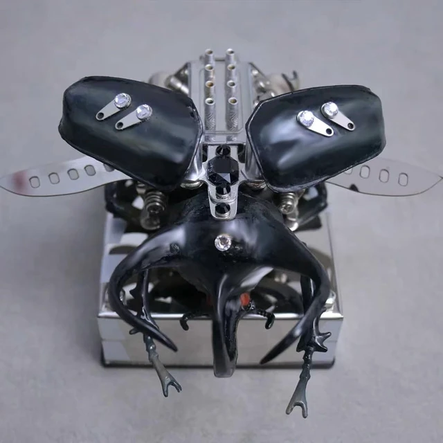 Alt view image 6 of 6 - 3D Metal Model Kits, Mechanical Beetle V8 Engine Model, Full-Metal Dynamic Mini V8 Simulation Insect Engine, Bio-Mechanical & Cyberpunk Desktop Decor, Industrial Art Gift for Adults