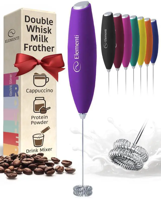 Main image of Milk Frother Wand - Easy to Use Handheld Electric Stirrer for Powder Drinks, Durable & Powerful Coffee Whisk & Protein Powder Mixer Wand, Hand Frother, Coffee Stirrers Electric (Purple)
