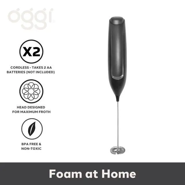 Alt view image 2 of 7 - Handheld Milk Frother, Electric Frother Wand with Stainless Steel Whisk, Mini Whisk for Coffee, Matcha, Latte, Protein, Eggs & More, Battery Operated Compact Frother for Kitchen or Travel, Black