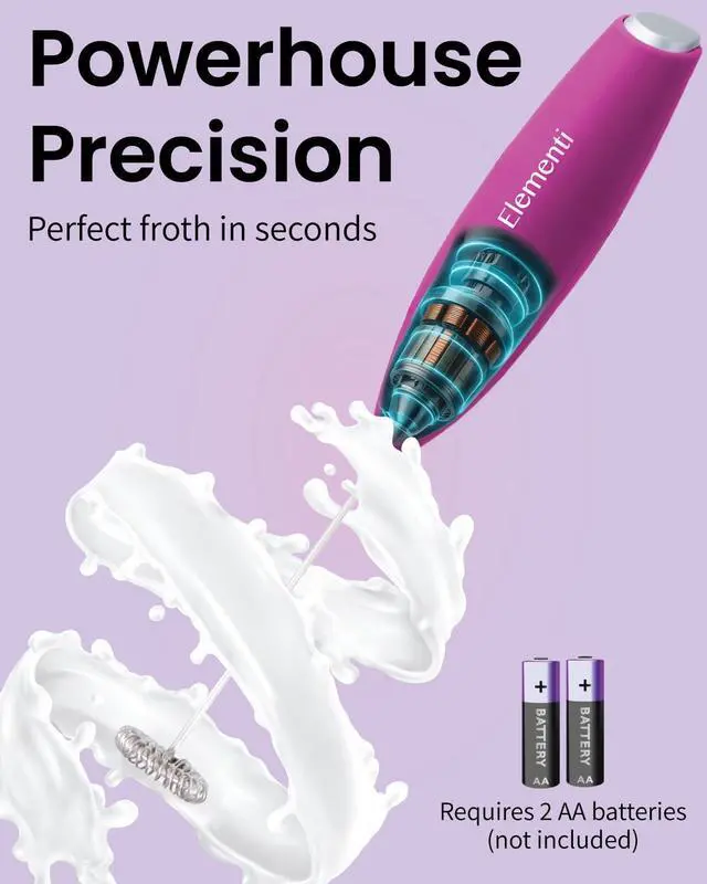 Alt view image 3 of 7 - Pink Milk Frother Wand - Electric Handheld Matcha Whisk - Hand Frother for Coffee & Frappe Maker - Coffee Mixer - Electric Drink Stirrer - Hand Held Blender Stick & Mini Mixer (Hot Pink)