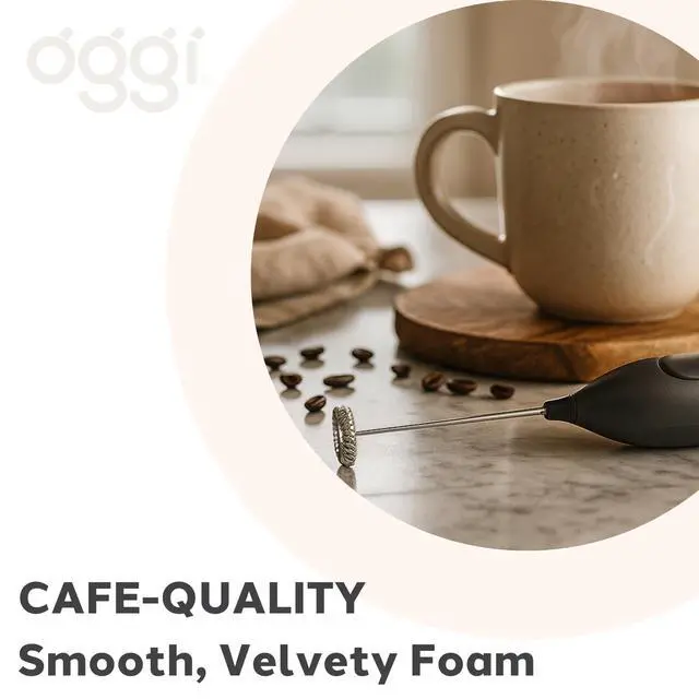 Alt view image 4 of 7 - Handheld Milk Frother, Electric Frother Wand with Stainless Steel Whisk, Mini Whisk for Coffee, Matcha, Latte, Protein, Eggs & More, Battery Operated Compact Frother for Kitchen or Travel, Black