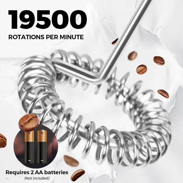 Alt view image 2 of 7 - Milk Frother Handheld Whisk Battery Powered Drink Mixer, Milk Frother Foamer & Mini Drink Mixer Coffee Frother Whisk, Electric Portable for Latte, Cappuccino, Hot Chocolate- Black