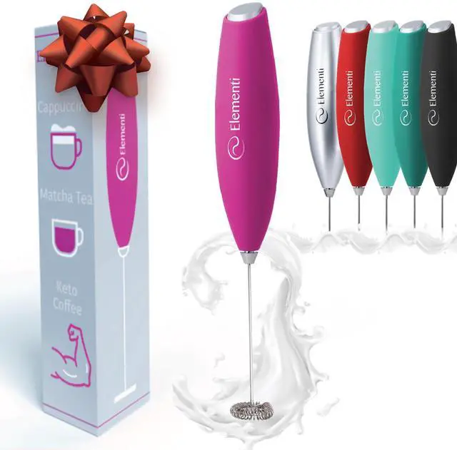 Main image of Pink Milk Frother Wand - Electric Handheld Matcha Whisk - Hand Frother for Coffee & Frappe Maker - Coffee Mixer - Electric Drink Stirrer - Hand Held Blender Stick & Mini Mixer (Hot Pink)