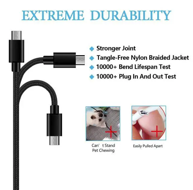 Alt view image 2 of 7 - Micro USB Cable 2 PCS 6.6FT PS4 Controller Charger Charging Cable for PS4 Slim/Pro, Xbox One S/X Controller for Old Kindle E-Readers, Paperwhite, Oasis and 2020 & Older Kindle & Fire Tablets
