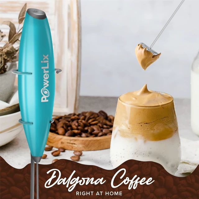 Alt view image 2 of 6 - Milk Frother Handheld Battery Operated Electric Whisk Beater Foam Maker For Coffee, Latte, Cappuccino, Hot Chocolate, Durable Mini Drink Mixer With Stainless Steel Stand Included-SB