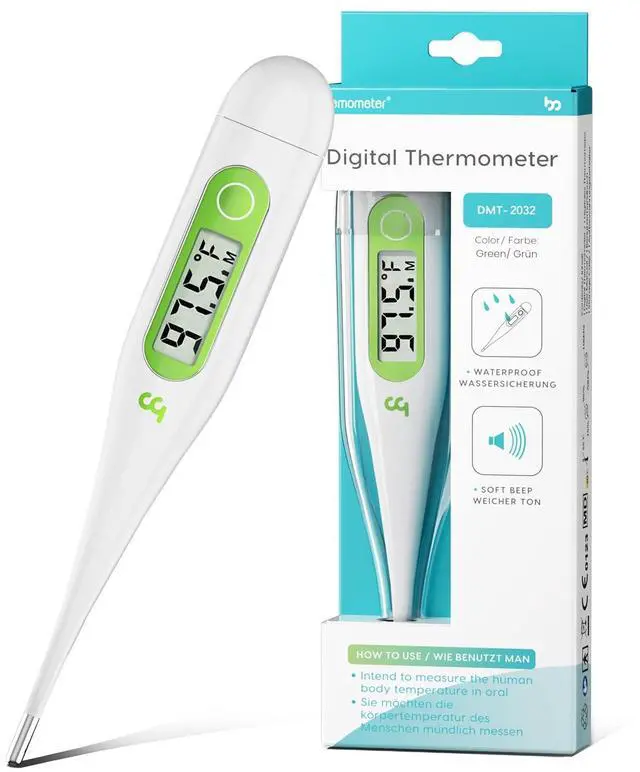 Main image of Thermometer for Adults and Kids, Digital Thermometer with Fever Alert, Memory Recall, C/F Switchable, for Oral, Rectal or Under Arm Use, Green