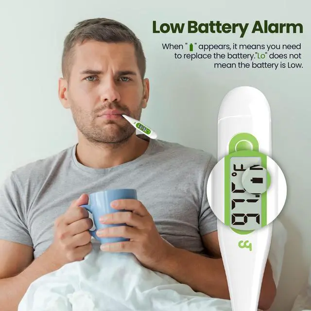Alt view image 3 of 7 - Thermometer for Adults and Kids, Digital Thermometer with Fever Alert, Memory Recall, C/F Switchable, for Oral, Rectal or Under Arm Use, Green