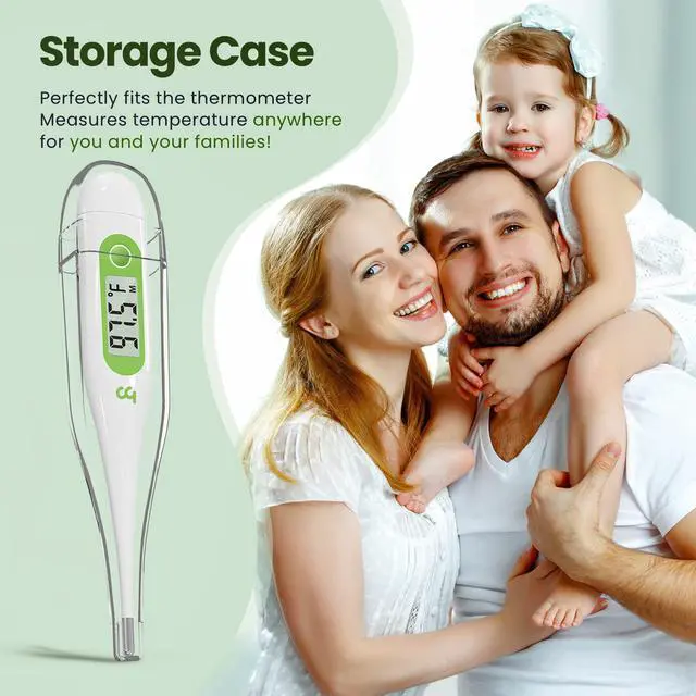 Alt view image 6 of 7 - Thermometer for Adults and Kids, Digital Thermometer with Fever Alert, Memory Recall, C/F Switchable, for Oral, Rectal or Under Arm Use, Green