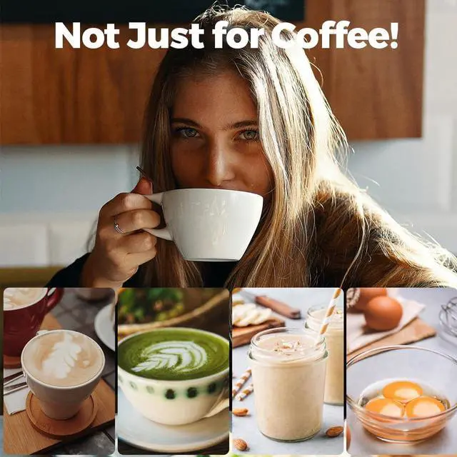 Alt view image 6 of 7 - Milk Frother Handheld Whisk Battery Powered Drink Mixer, Milk Frother Foamer & Mini Drink Mixer Coffee Frother Whisk, Electric Portable for Latte, Cappuccino, Hot Chocolate- Black