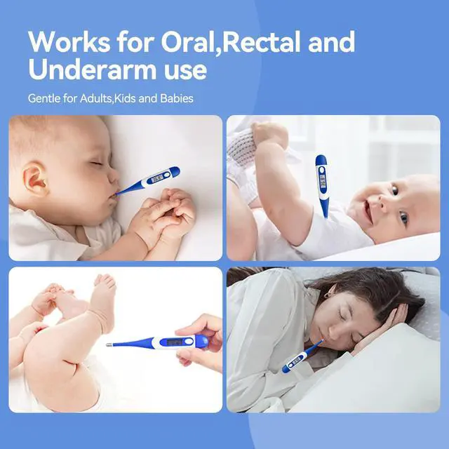 Alt view image 2 of 7 - Digital Thermometer for Adults, Oral and Underarm Thermometer for Baby and Kids Medical Thermometer with Fever Alarm Rectal Thermometer with Soft Tips
