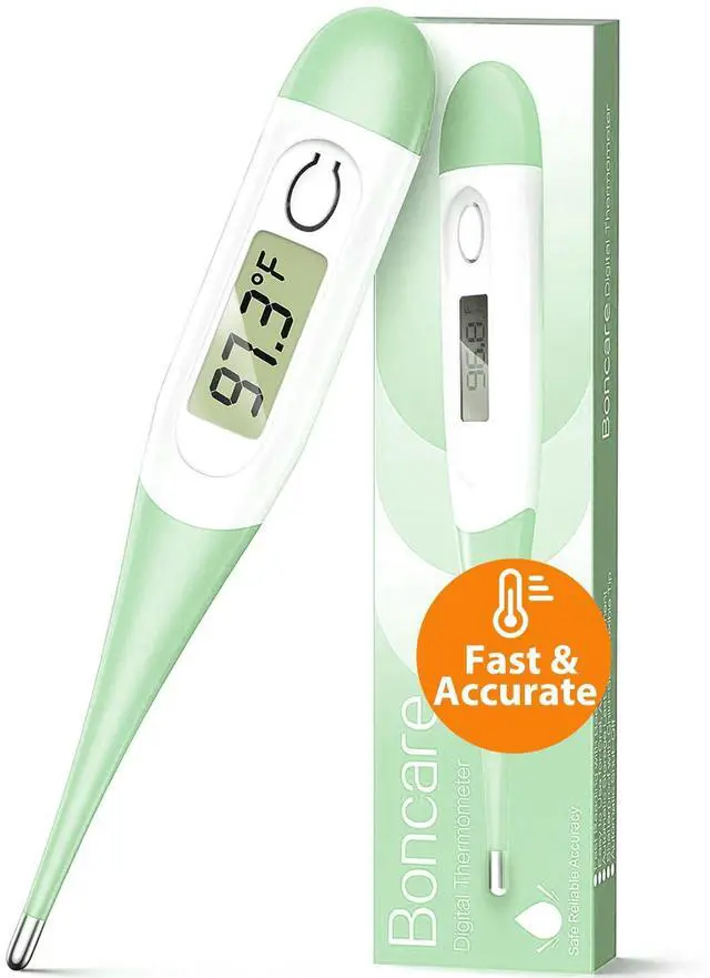 Main image of 10 Seconds Digital Thermometer for Adults and Kids - Accurate & Safe Rectal Thermometer for Baby with Fever Alarm, Oral Thermometer (Light Green)