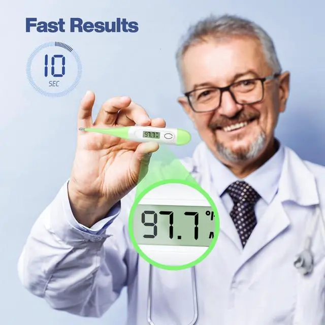 Alt view image 2 of 7 - 10 Seconds Digital Thermometer for Adults and Kids - Accurate & Safe Rectal Thermometer for Baby with Fever Alarm, Oral Thermometer (Light Green)
