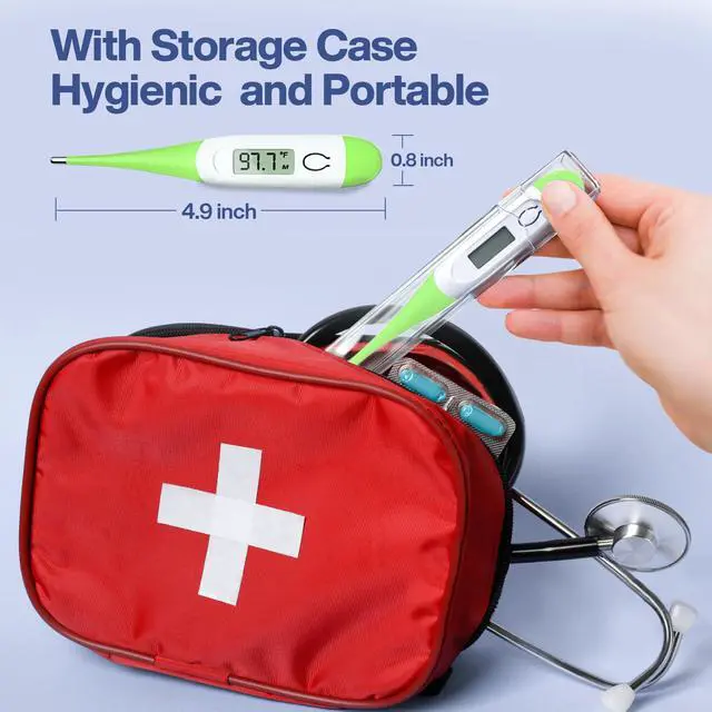 Alt view image 6 of 7 - 10 Seconds Digital Thermometer for Adults and Kids - Accurate & Safe Rectal Thermometer for Baby with Fever Alarm, Oral Thermometer (Light Green)