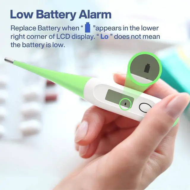 Alt view image 7 of 7 - 10 Seconds Digital Thermometer for Adults and Kids - Accurate & Safe Rectal Thermometer for Baby with Fever Alarm, Oral Thermometer (Light Green)