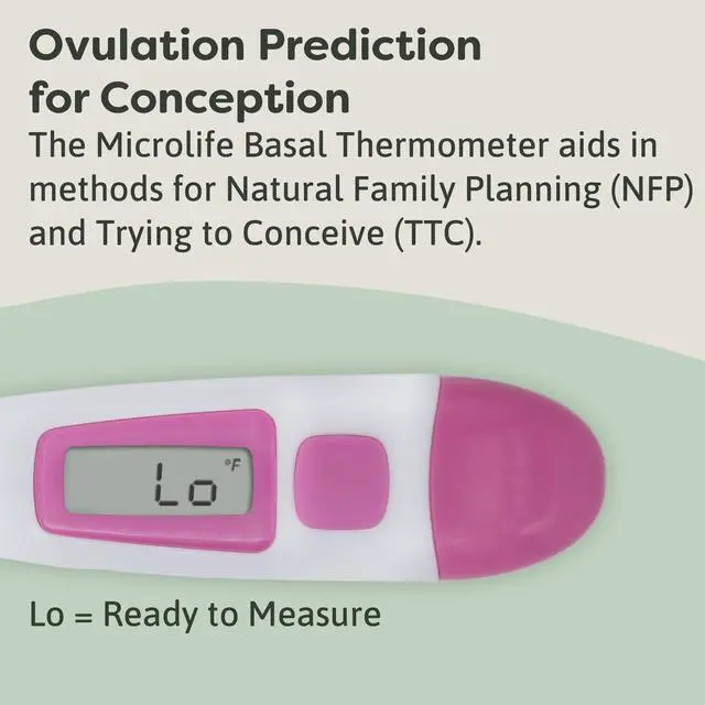 Alt view image 2 of 6 - Digital Basal Thermometer 1/100th Accurate, Fertility Prediction and Ovulation Tracking, Oral or Vaginal BBT, (60-Second Reading),