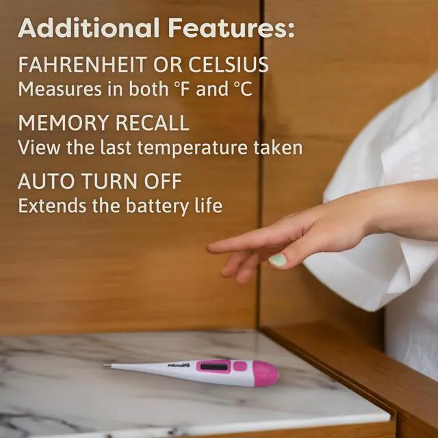 Alt view image 6 of 6 - Digital Basal Thermometer 1/100th Accurate, Fertility Prediction and Ovulation Tracking, Oral or Vaginal BBT, (60-Second Reading),