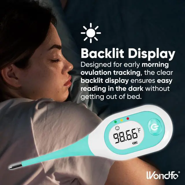 Alt view image 7 of 7 - Basal Body Thermometer for Ovulation BBT Thermometer with Face Indicator, 60s Fast Reading, 30 Memory Recall, High Precision Fertility Thermometer, Waterproof