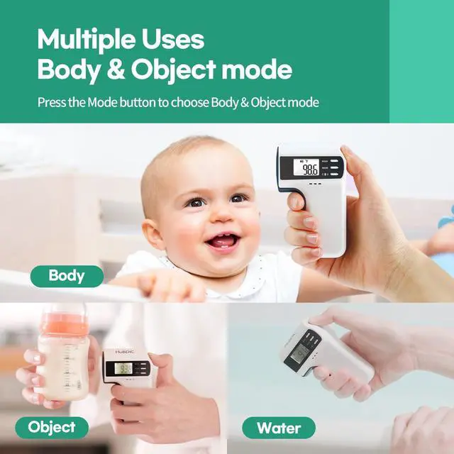 Alt view image 4 of 7 - HubiBaby Forehead Thermometer for Adults and Kids, Digital Infrared Thermometer for Baby, Touchless Thermometer with 3 Color Fever Alarm, Fast Reading, Mini Hygrometer Combo (Black)