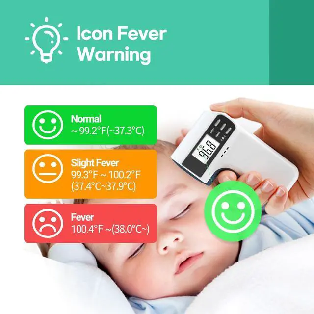 Alt view image 7 of 7 - HubiBaby Forehead Thermometer for Adults and Kids, Digital Infrared Thermometer for Baby, Touchless Thermometer with 3 Color Fever Alarm, Fast Reading, Mini Hygrometer Combo (Black)